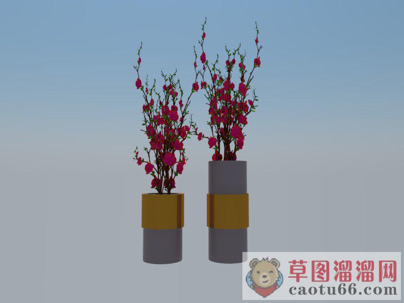 花瓶装饰插花SU模型