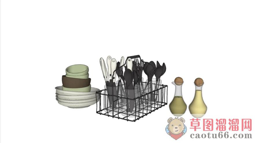 厨房碗碟调料瓶SU模型