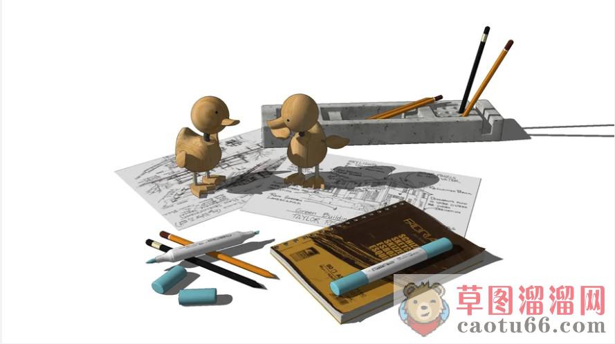 研墨小鸡记事本SU模型