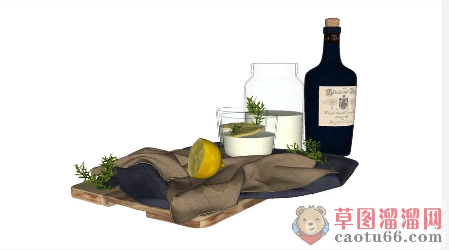 装饰品酒瓶摆件SU模型