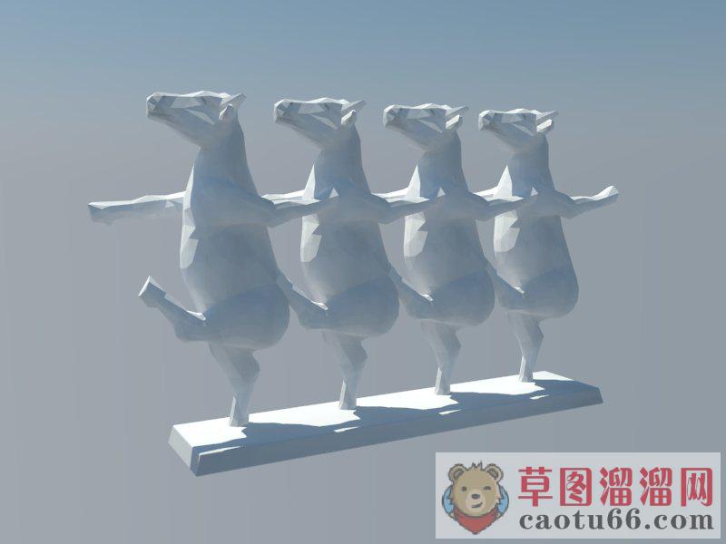 工艺品小牛跳舞SU模型