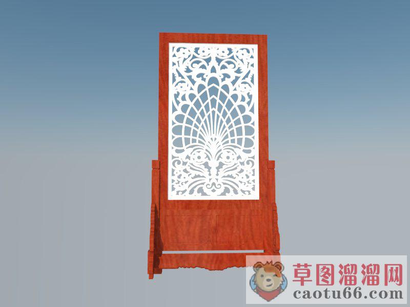 中式木质屏风SU模型