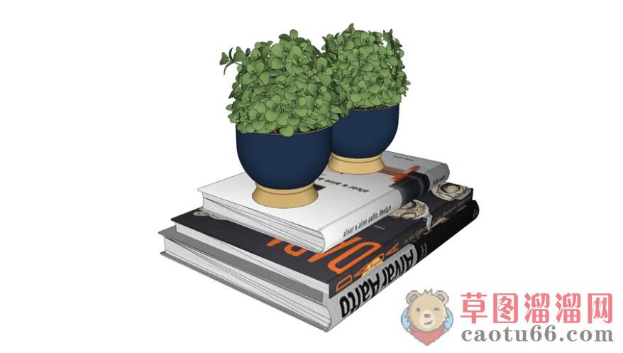 书本花盆装饰品SU模型