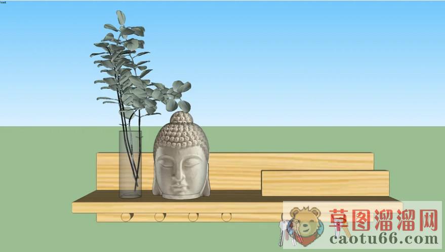 花瓶佛首SU模型