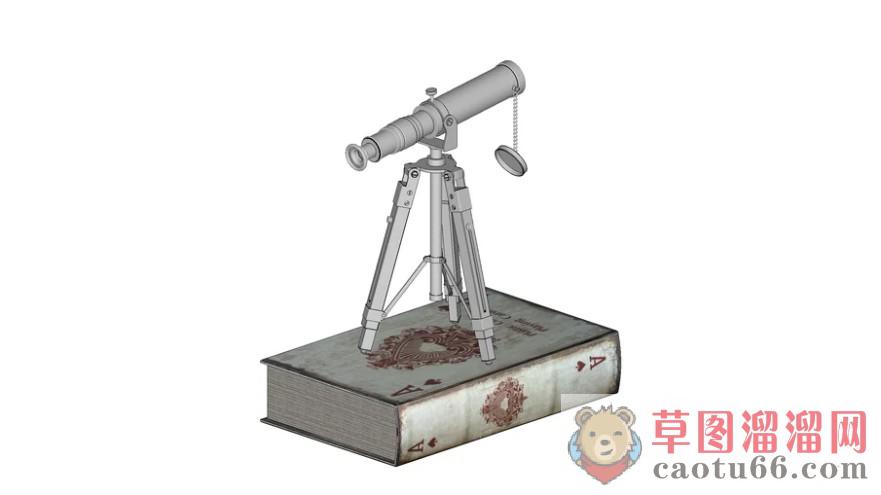 望远镜书本装饰品SU模型