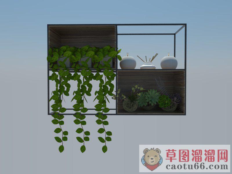 格子柜架植物架SU模型
