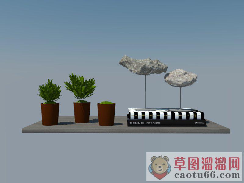 花瓶石头工艺品SU模型