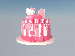 凯蒂猫生日蛋糕SU模型