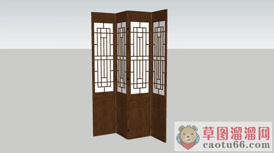 中式屏风隔断SU模型