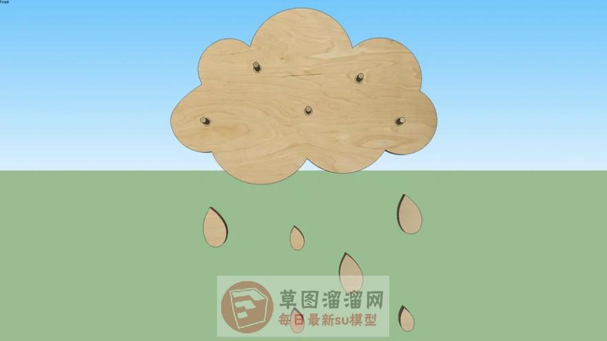 云朵雨滴墙面装饰SU模型