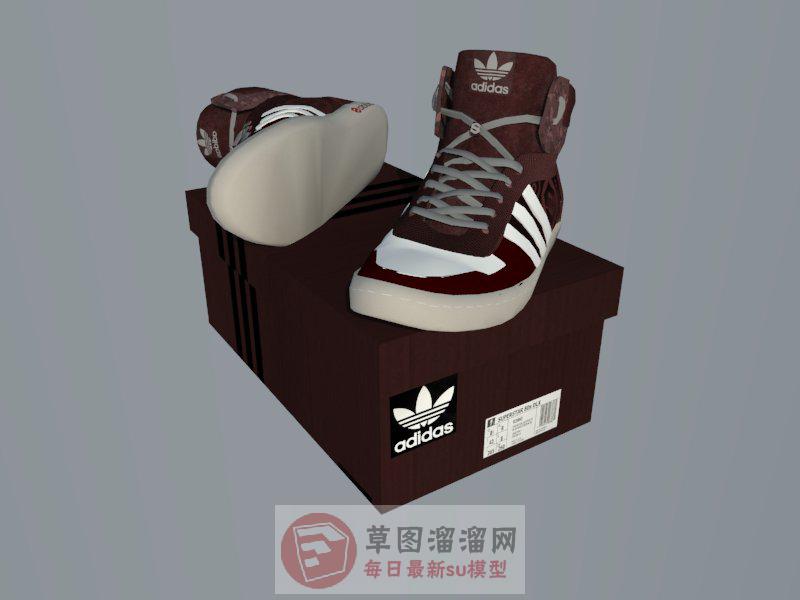 阿迪达斯鞋子鞋盒SU模型
