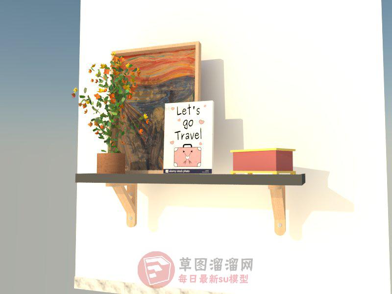 墙挂架装饰花瓶SU模型