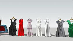 女装服装衣挂SU模型