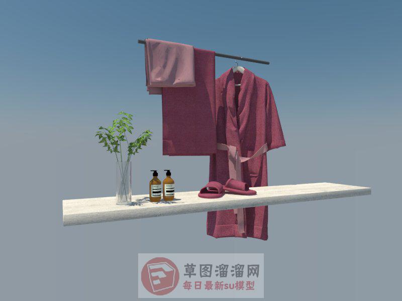 睡衣浴巾拖鞋SU模型