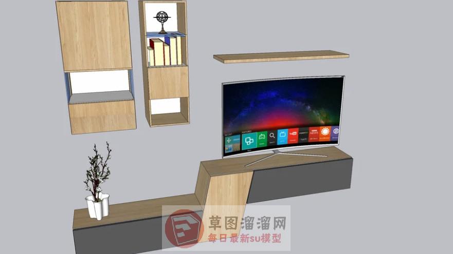 电视柜曲面电视机工艺品SU模型