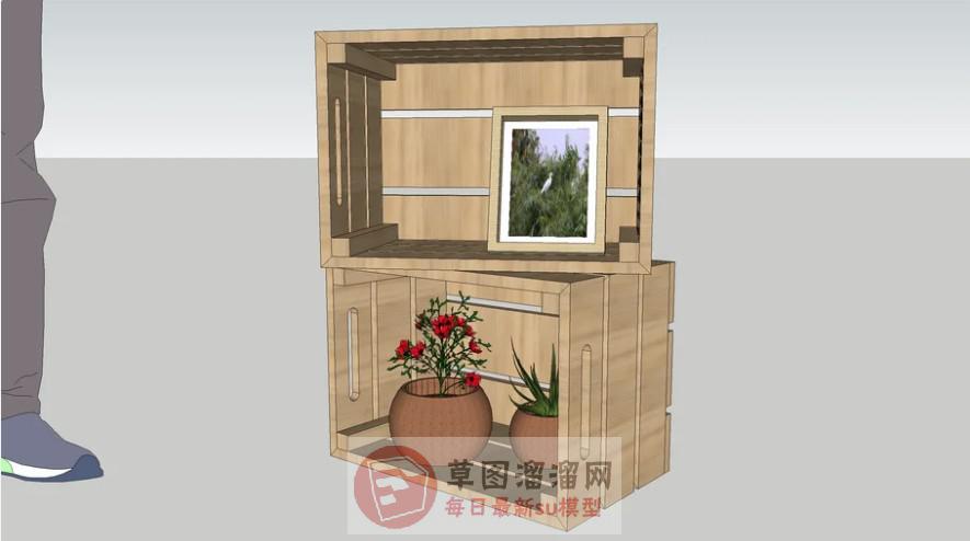 装饰木板箱子SU模型