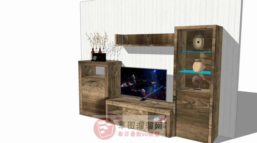 电视柜木质家具SU模型