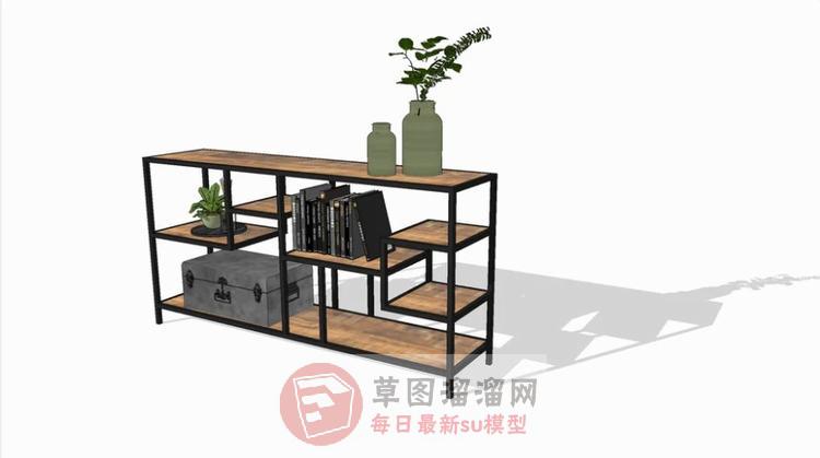 边桌柜书本花瓶SU模型