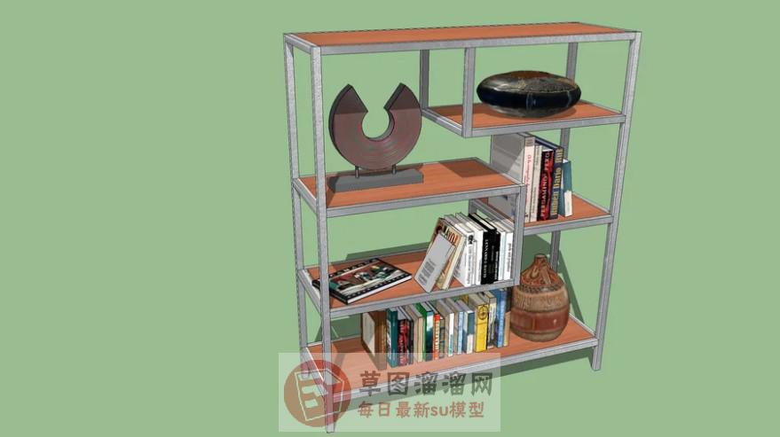 简约置物架书架SU模型