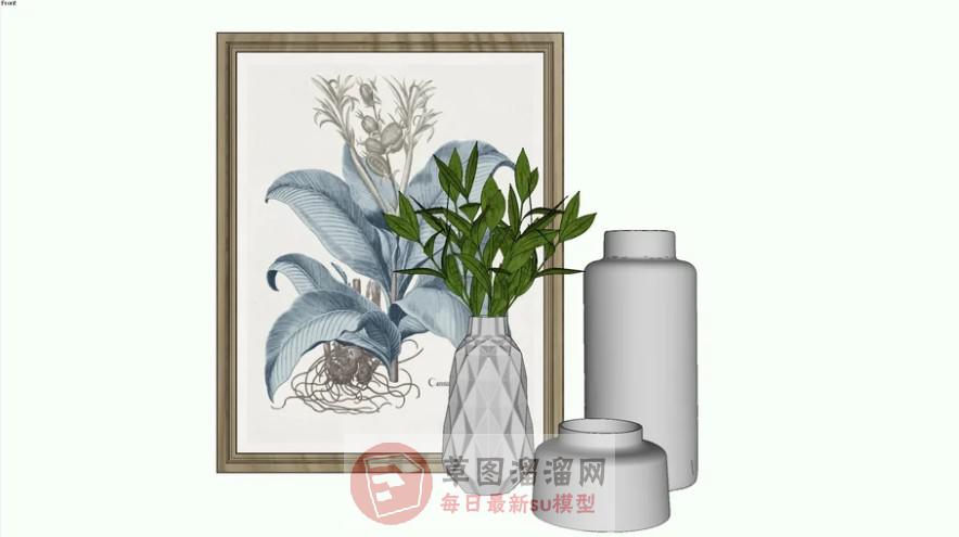 花瓶装饰画SU模型