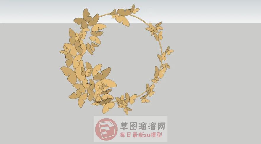 蝴蝶装饰品墙饰品SU模型