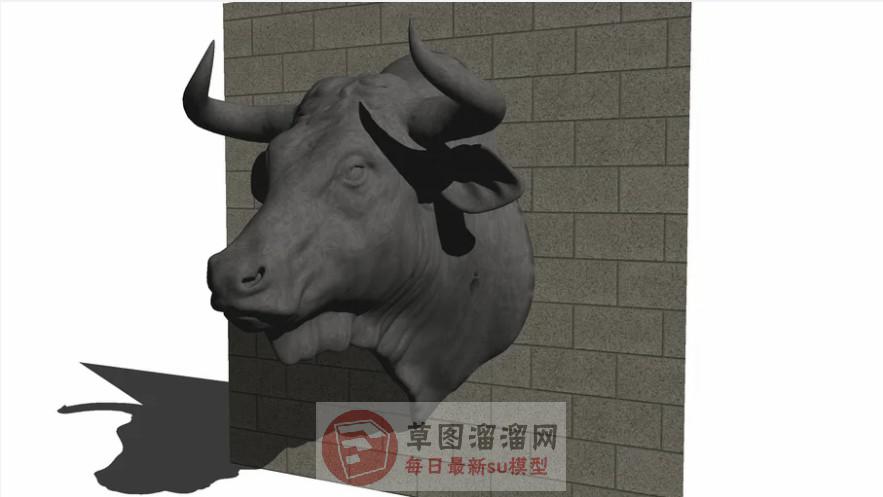 公牛牛头墙饰品SU模型
