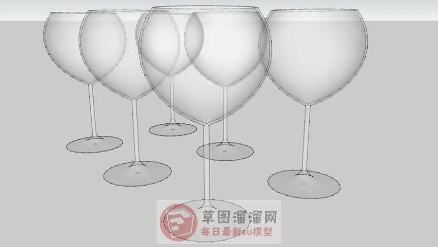 高脚杯酒杯SU模型