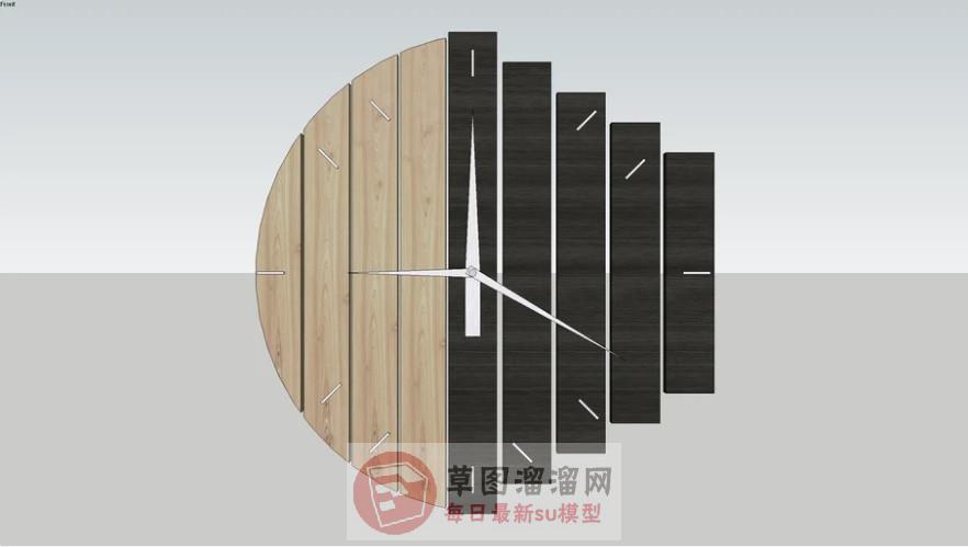 木质鱼形状时钟SU模型