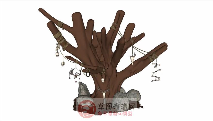 木制枯树装饰品SU模型