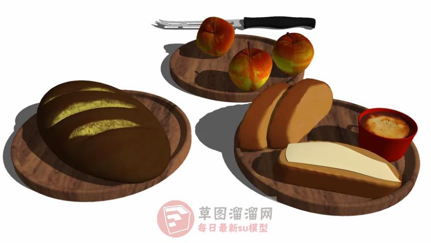 面包早餐食物SU模型