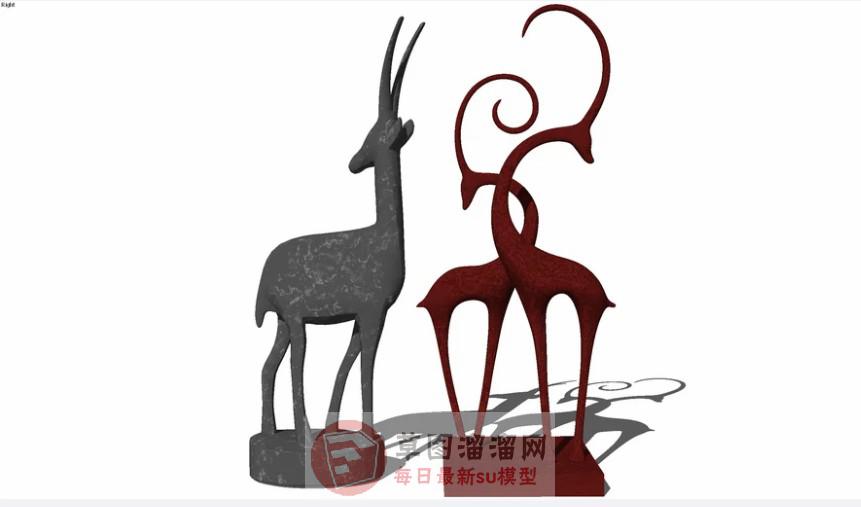 小鹿工艺品摆件SU模型