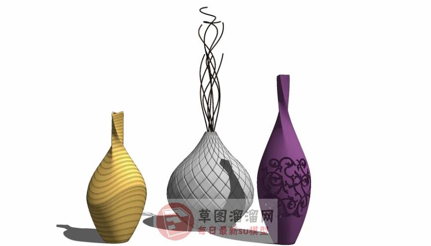 抽象工艺品花瓶SU模型