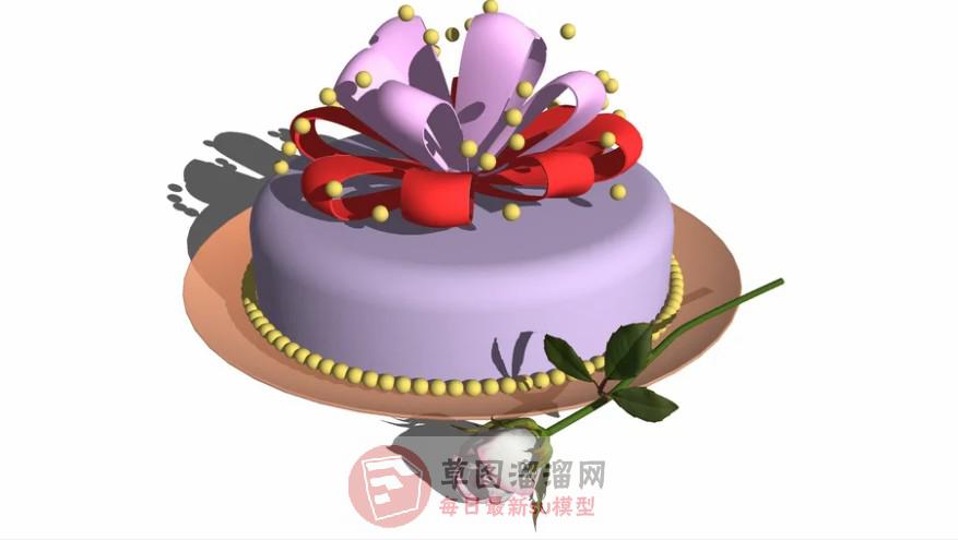 生日蛋糕玫瑰花SU模型