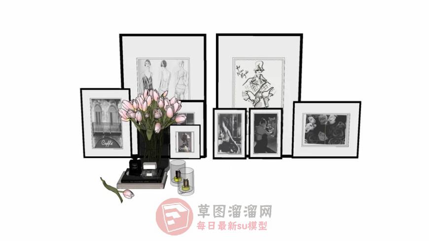 画框照片花瓶SU模型