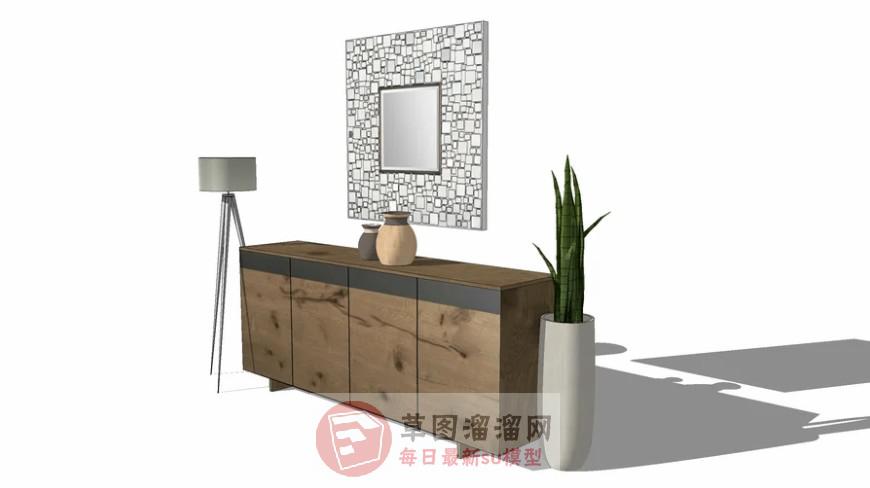 电视柜落地灯花瓶SU模型