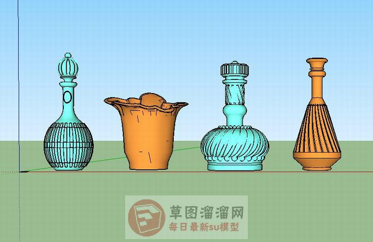 欧式花瓶装饰品SU模型