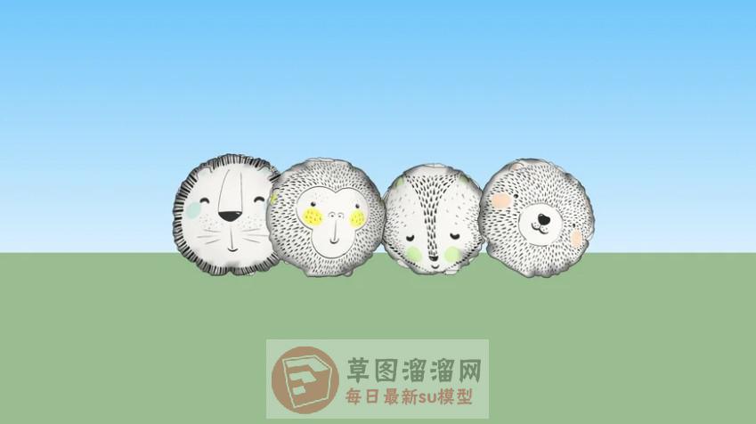 布娃娃抱枕SU模型