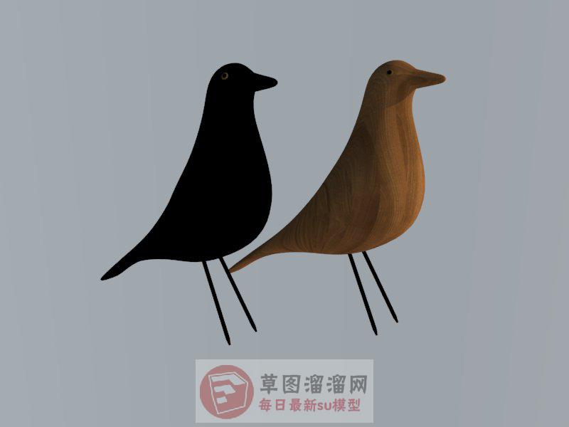 木鸟装饰鸟工艺品SU模型