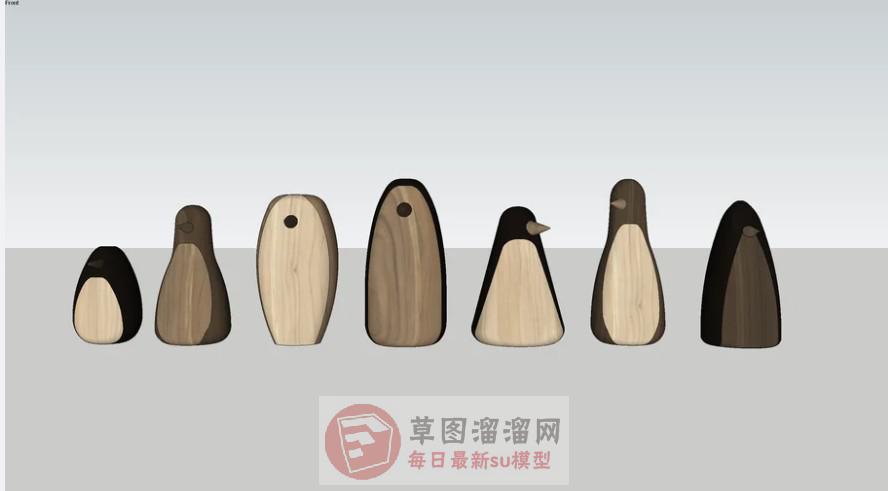 企鹅工艺品摆件SU模型