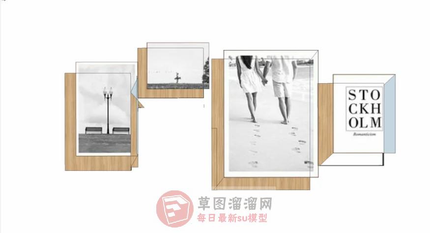 照片墙装饰画SU模型
