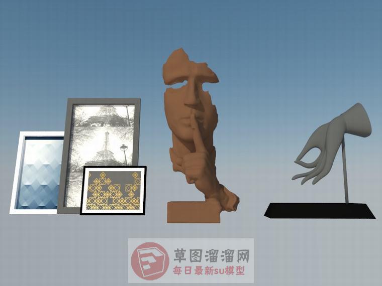 人脸工艺品雕塑SU模型