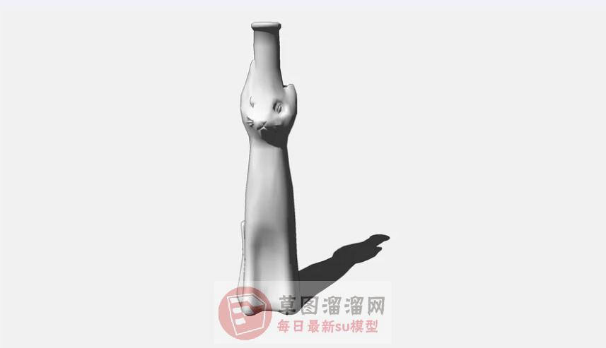 猫形装饰品花瓶SU模型