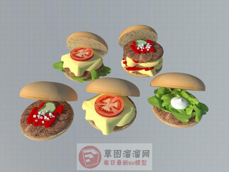 汉堡面包食物SU模型