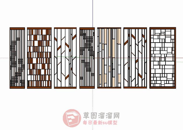 屏风隔断装饰板SU模型