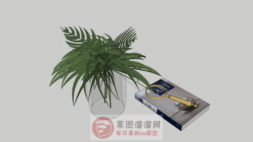 花瓶放大镜书本SU模型