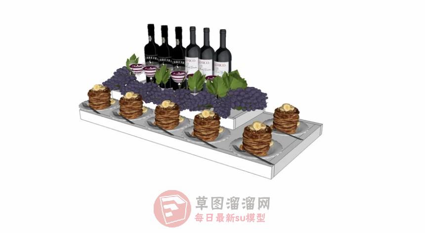 葡萄酒酒瓶蛋糕SU模型