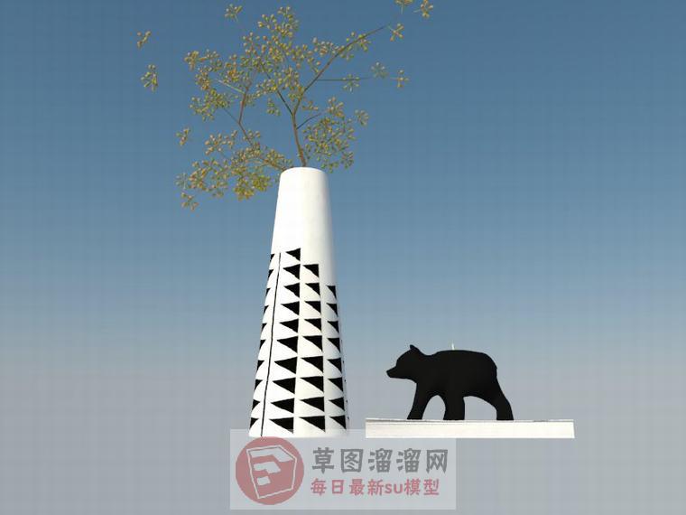 花瓶装饰品小熊SU模型