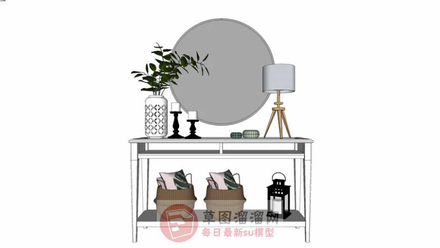 装饰柜边桌柜台灯SU模型