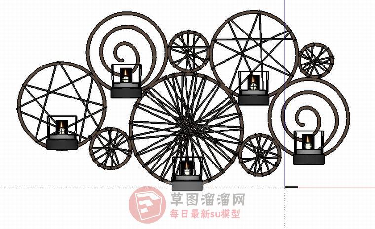 墙装饰蜡烛SU模型