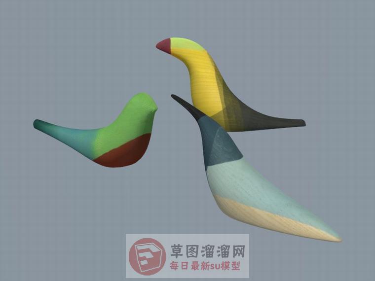 木鸟小鸟工艺品SU模型
